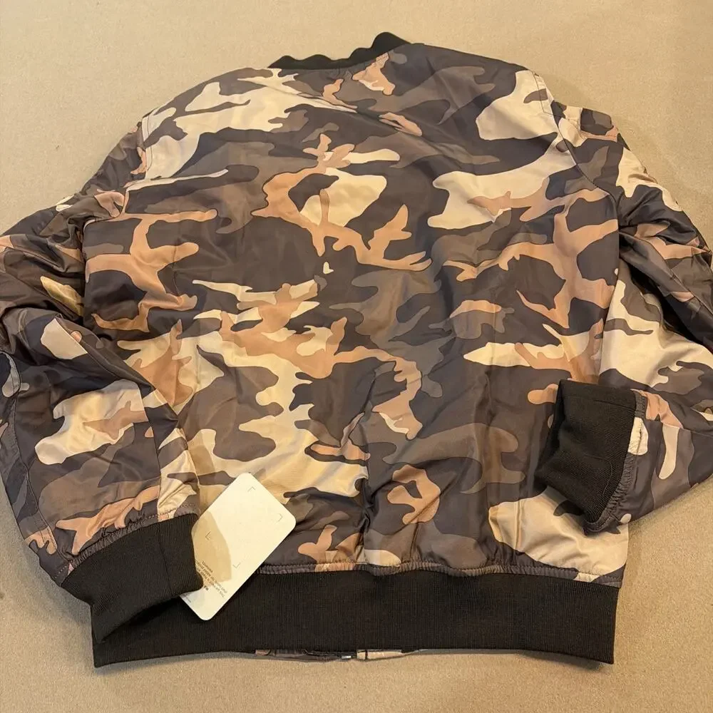 Levi's Bomber Jacket Mens Small Brown Camo Full Zip Flight Utility Coat